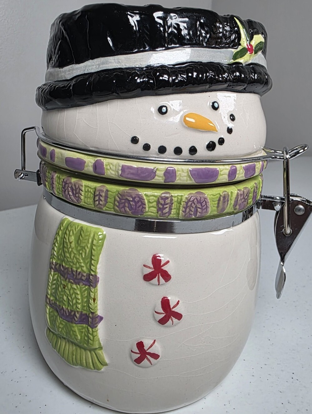 Festive Snowman Ceramic Cookie Jar